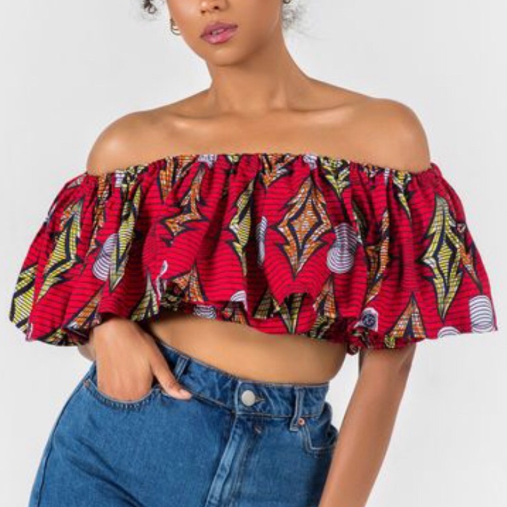 GrassFields Noura African Print Crop Top
